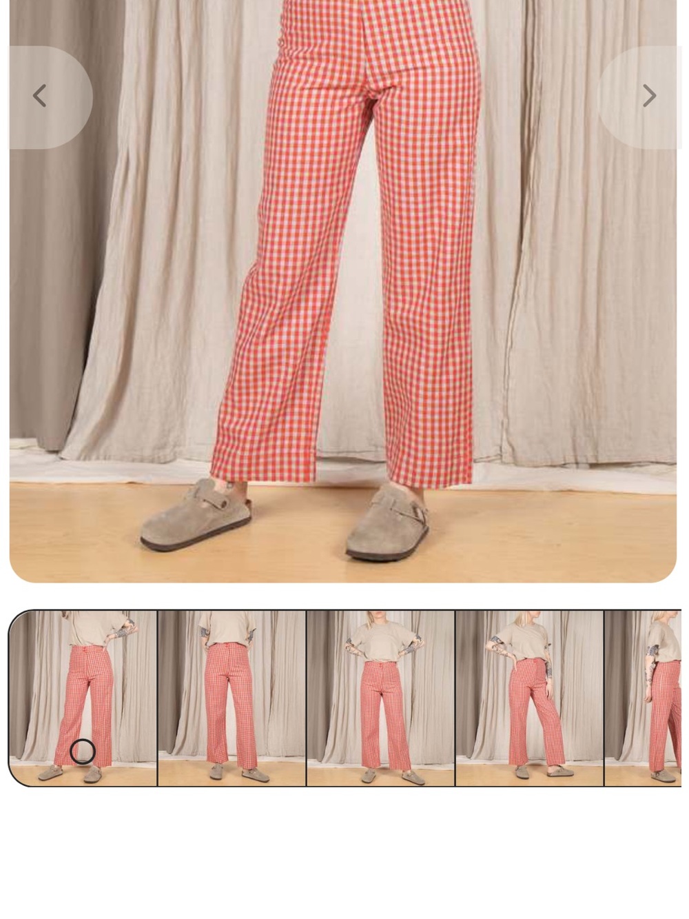 Ali Golden Silk Fly Front Pant Poppy/Ice Gingham NWT L